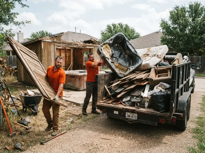 Shed and Hot Tub Light Demolition in Frisco, TX